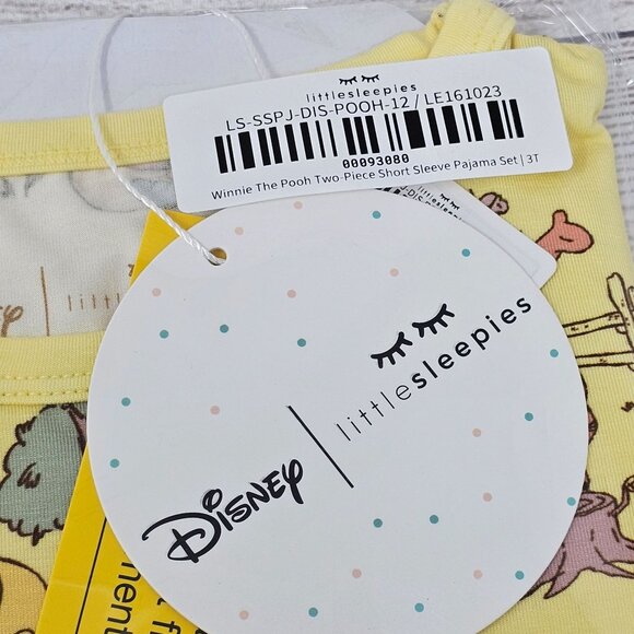 NIB Little Sleepies Winnie The Pooh Two Piece Short Sleeve Pajama Set Size 3T - Picture 3 of 3